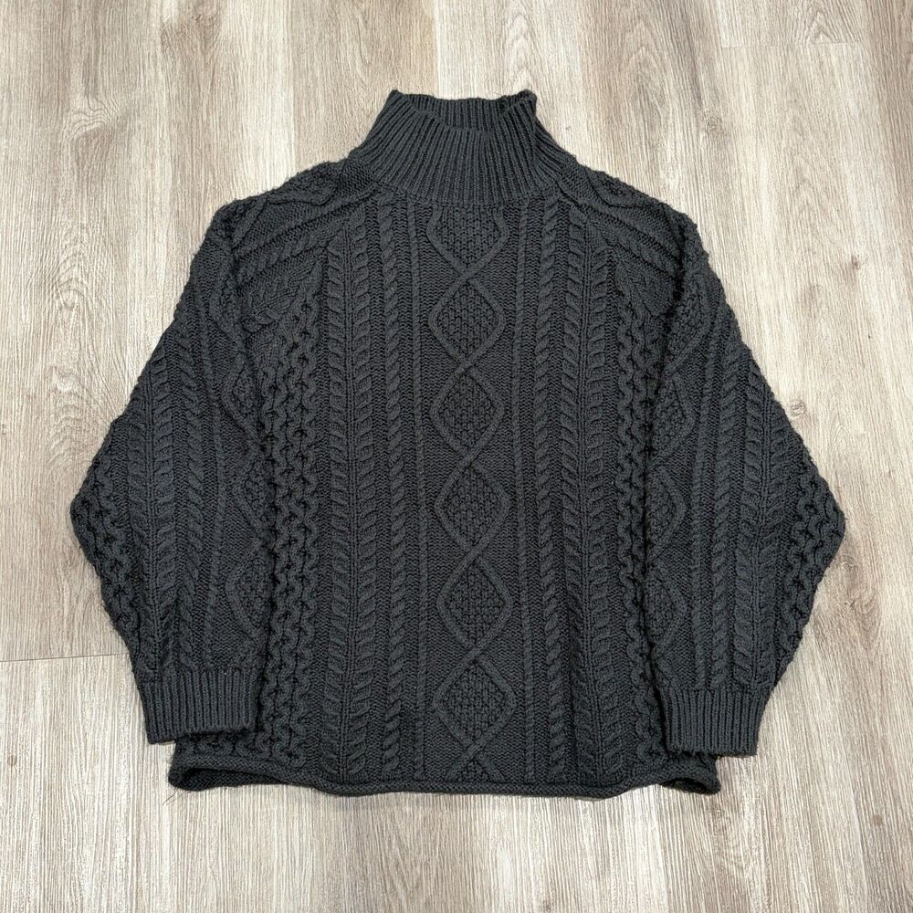 Essentials Fear of God Cable Knit Turtleneck Black Iron Sweater Men's Size XL
